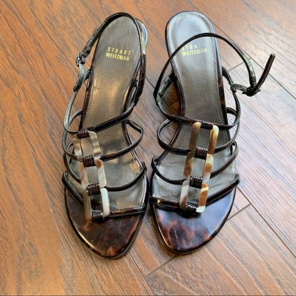 STUART WEITZMAN Tortoiseshell Strappy Wedge
